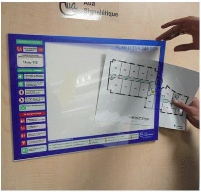 AUA Signalétique, support de plan d'évacuation plexiglas 420 × 300 mm