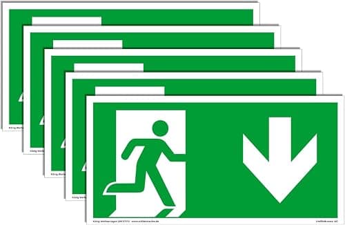 Lot de 5 panneaux sortie de secours photoluminescents NF EN ISO 7010